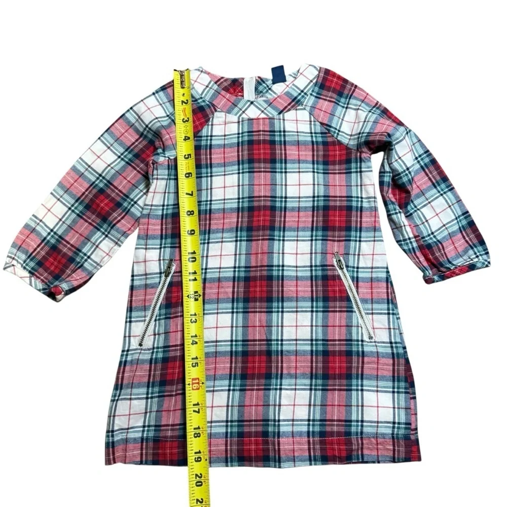 Gap Toddler Plaid Long Sleeve Dress Lined Zipper Pockets- Size 3T